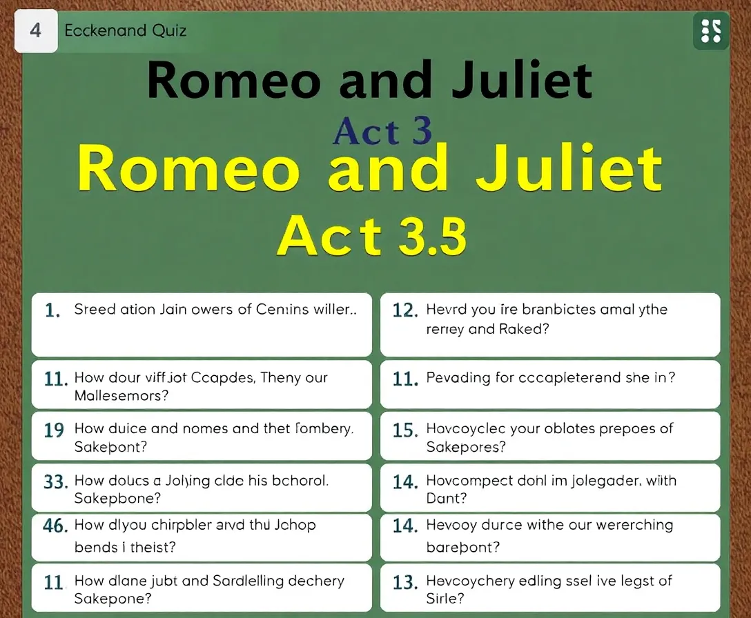 Modern Twist on Romeo and Juliet - Act 3 Quiz