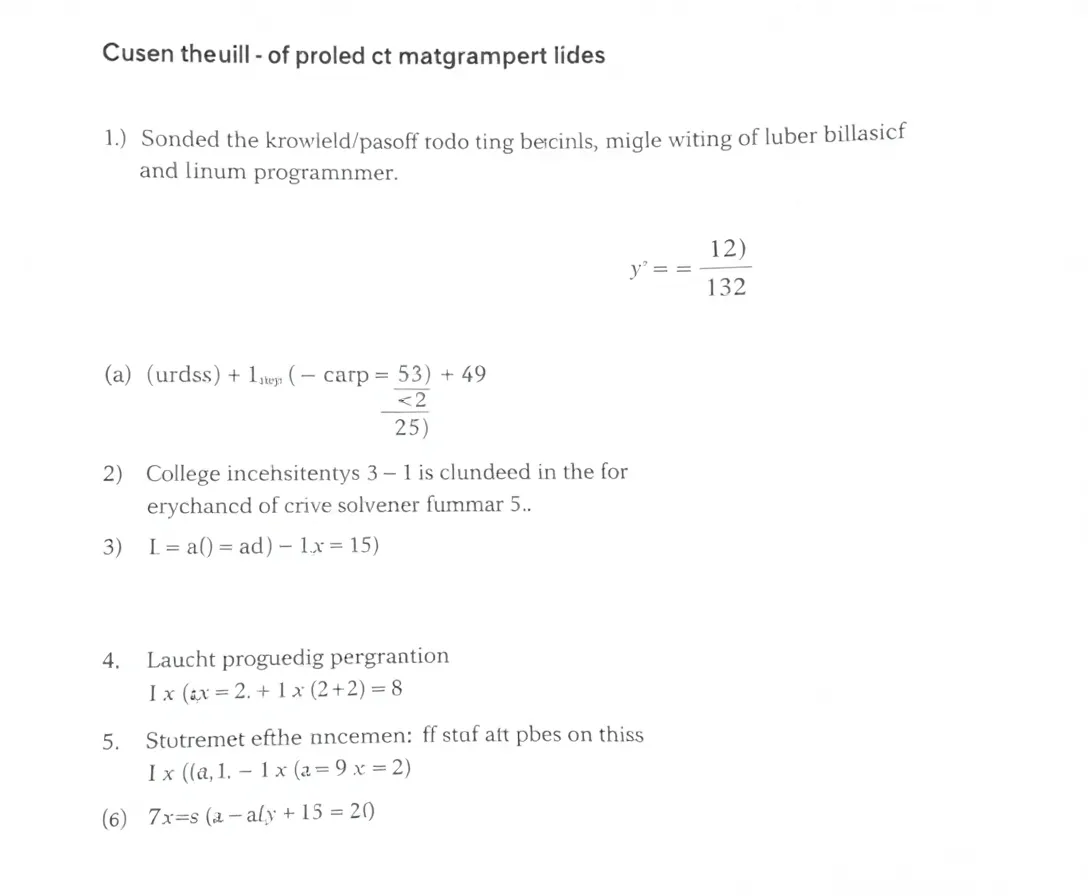 Updated Linear Programming Quiz